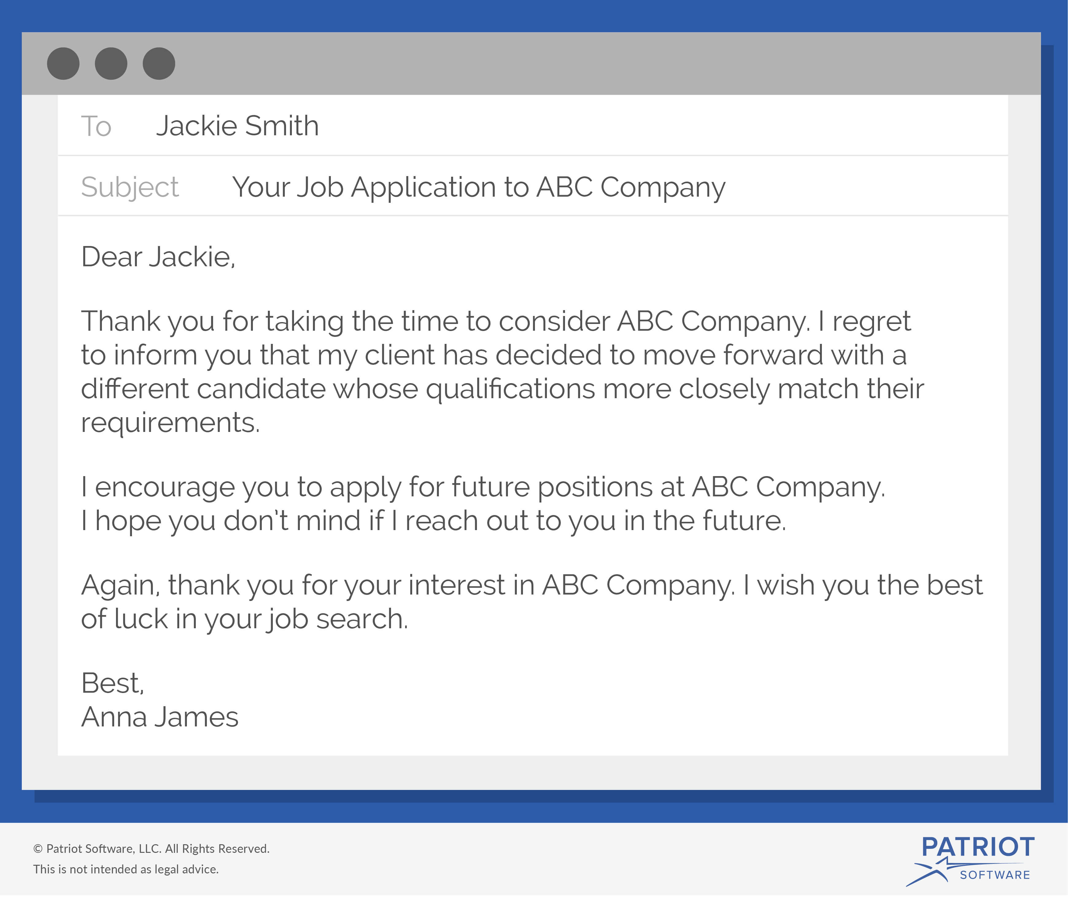 Applicant Rejection Email Template