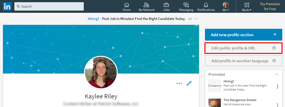 LinkedIn edit profile