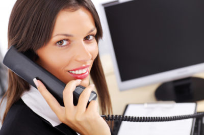 close up businesswoman on phone