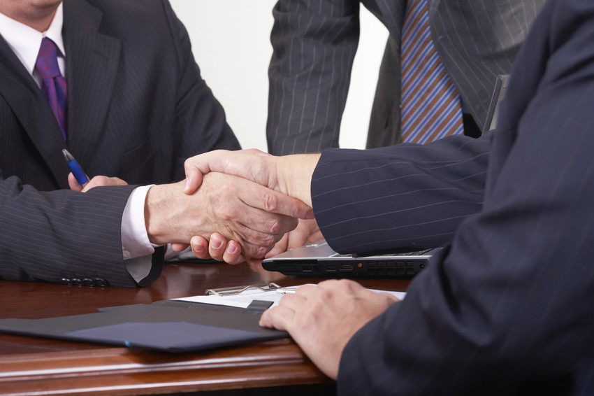 close up of a business handshake