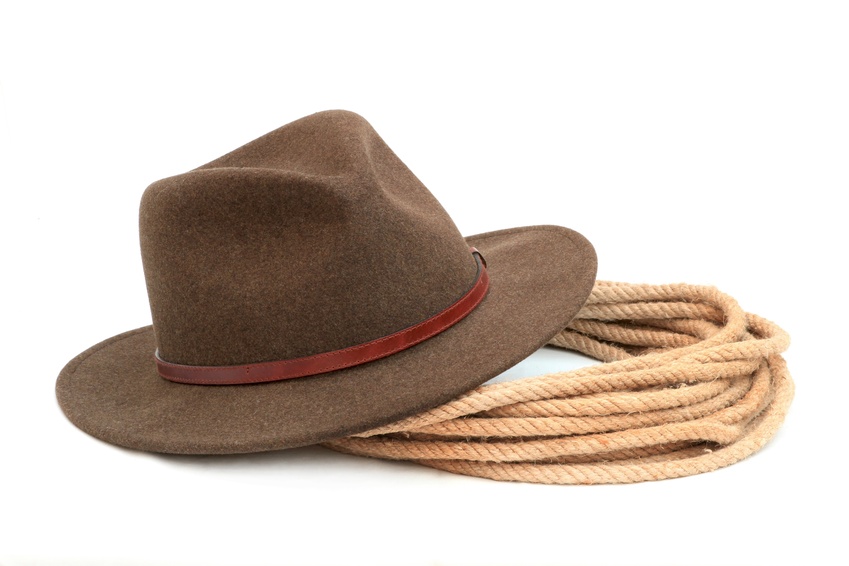 western hat and rope