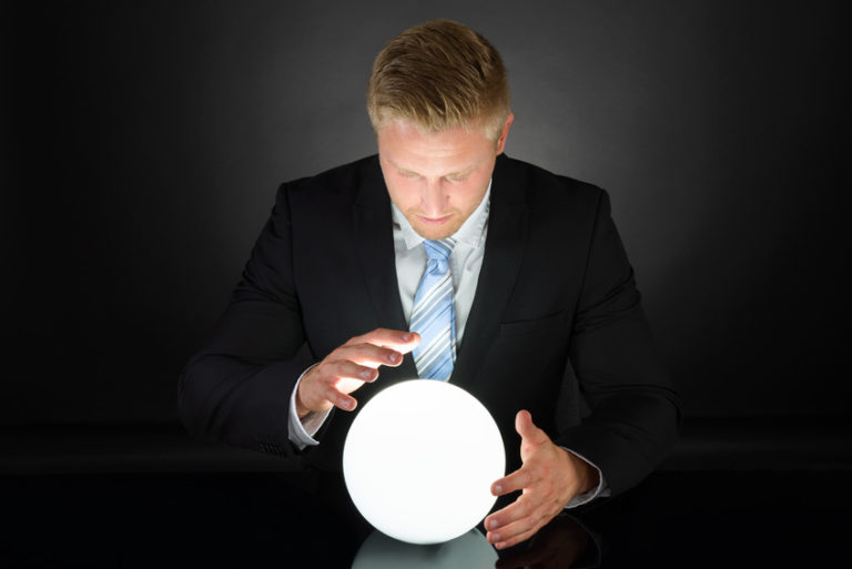 businessman and crystal ball