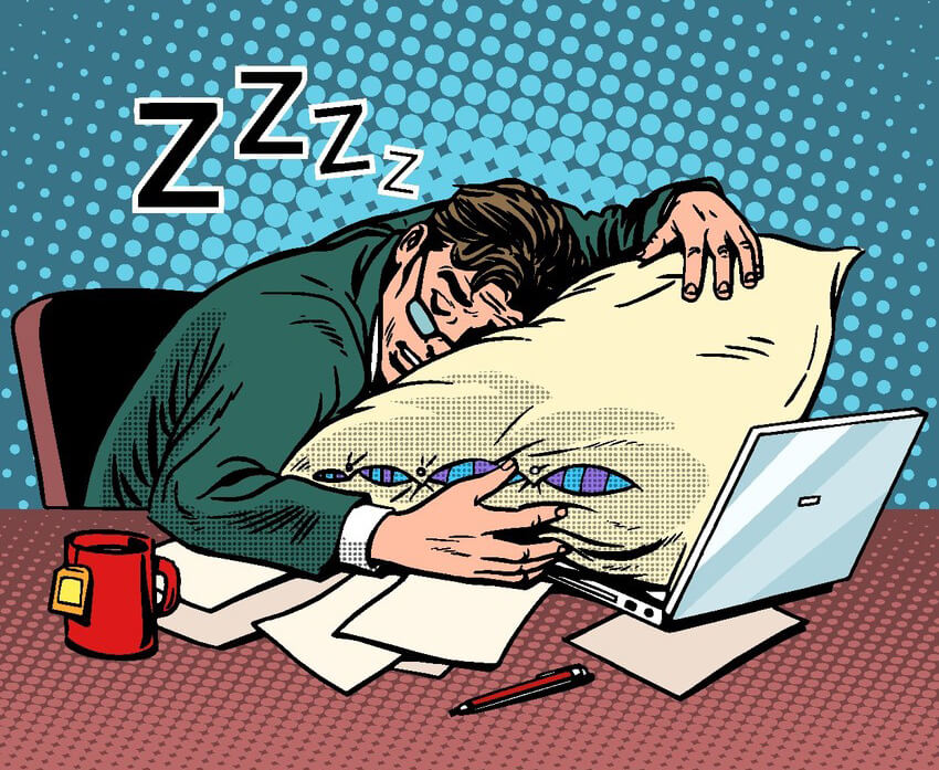 Cartoon of man napping because of long hiring process for recruiters.