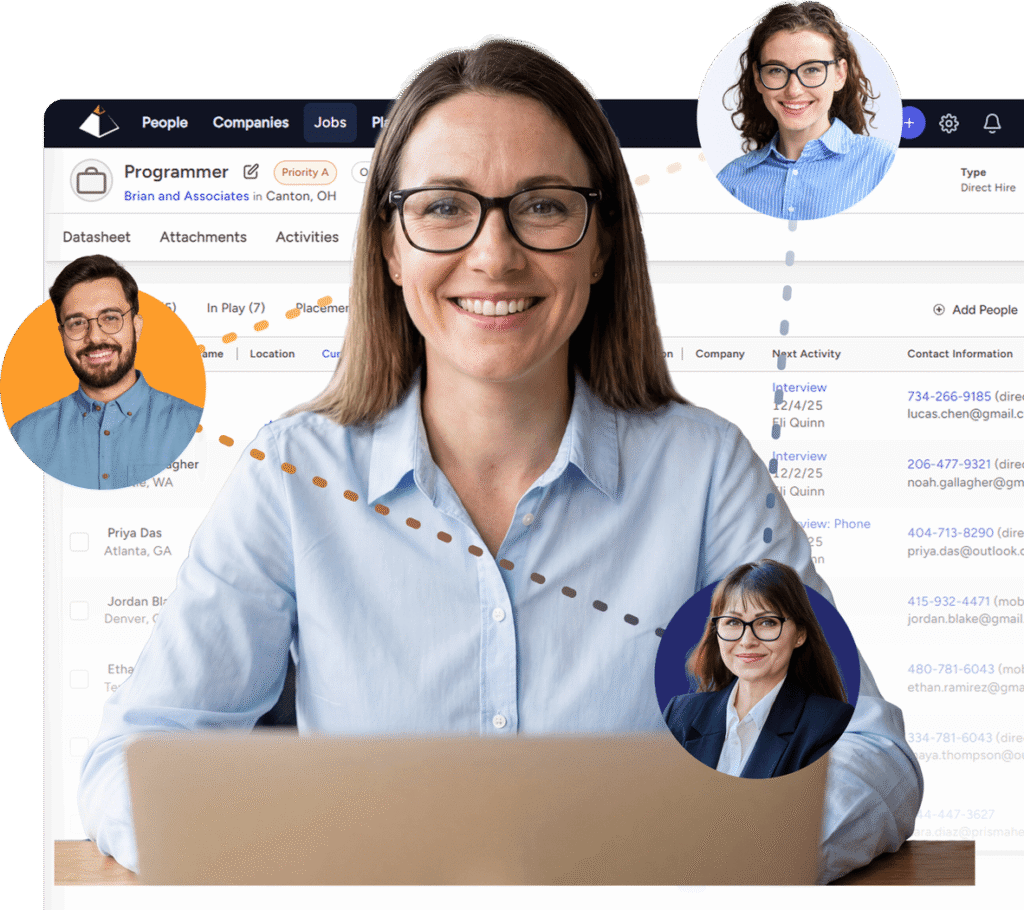graphic with product screenshot and recruiters